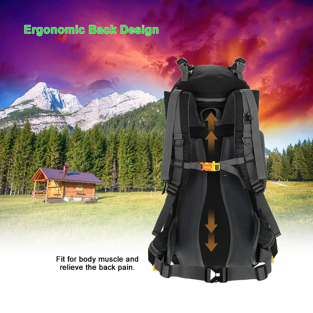 50L Camping Backpack with Rain Cover