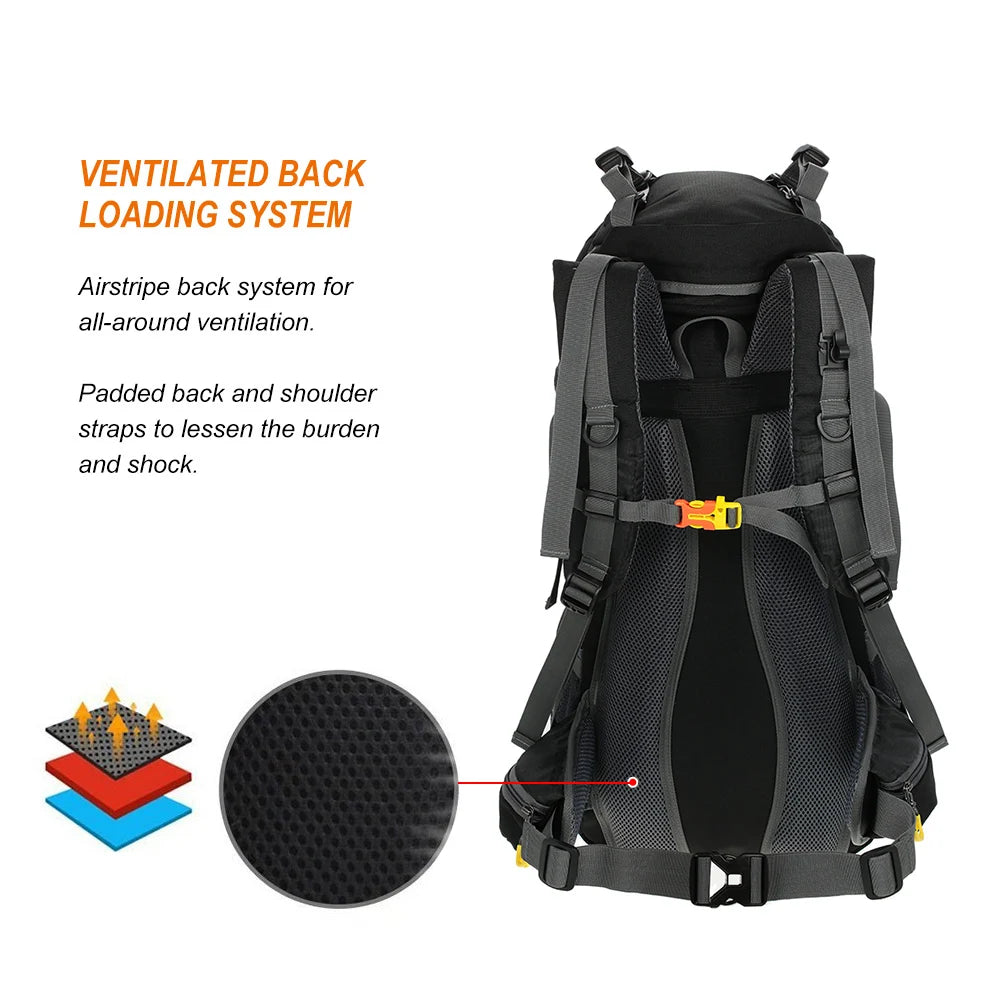 50L Camping Backpack with Rain Cover