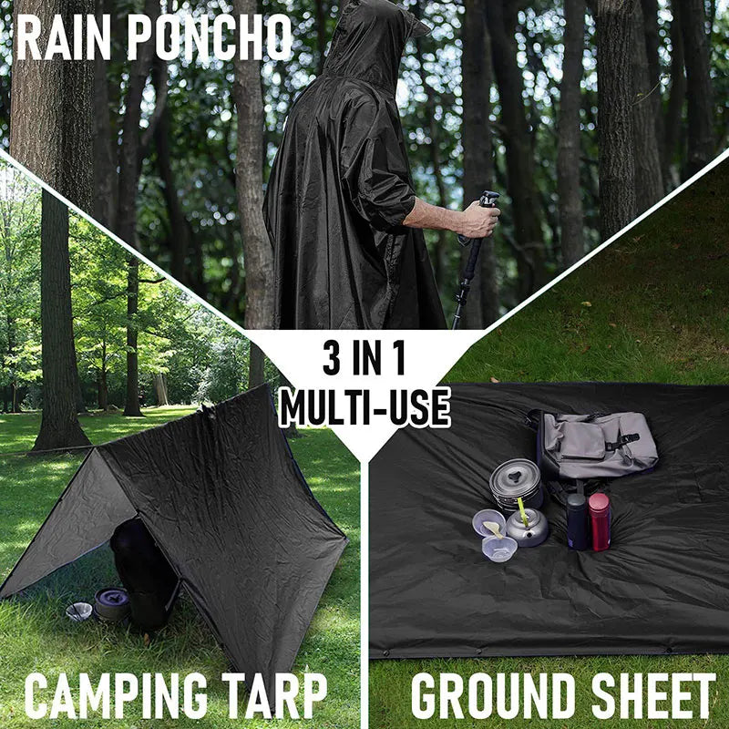 3 in 1 Rain Poncho (Raincoat, Tarp, Ground Mat)