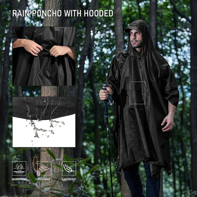 3 in 1 Rain Poncho (Raincoat, Tarp, Ground Mat)