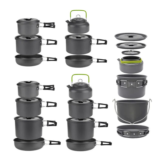 Camping Cookware Set for 1-7 Persons, Lightweight with Carrying Bag